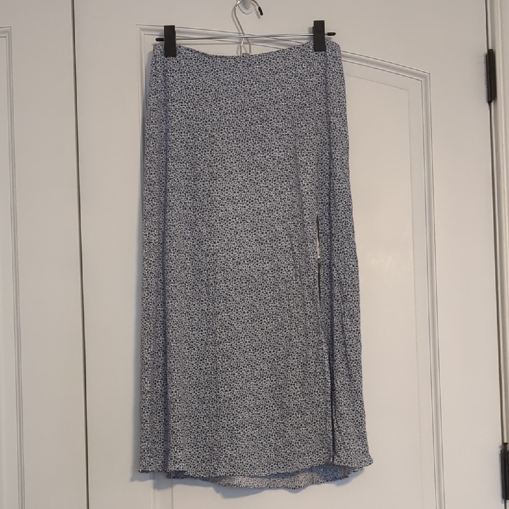 Abercrombie & Fitch Blue Floral Midi Skirt